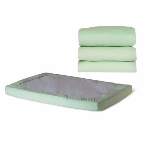 Foundations SafeFit Elastic Fitted Sheet Compact-Size Mint Pack of 2 (FNDFSNFMT06-2) Perspective: front