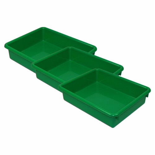 Romanoff Products Romanoff Stowaway Plastic 3  Letter Tray (No Lid) Green Pack of 3 Perspective: front