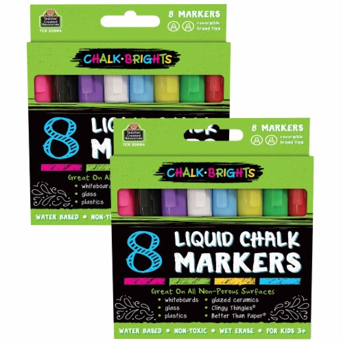 Teacher Created Resources Chalk Brights Liquid Chalk Markers Assorted Colors 8 Per Pack 2 Perspective: front