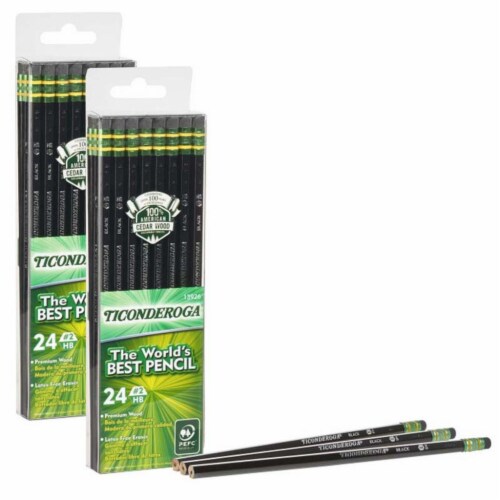 Pencils, #2 Soft, Black, Unsharpened, 24 Per Pack, 2 Packs Perspective: front