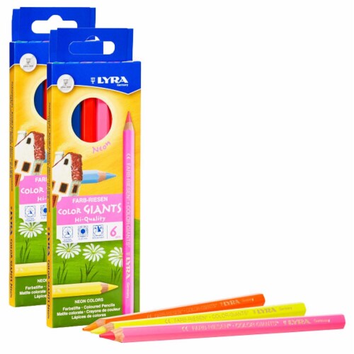 Dixon Lyra Color Giant Colored Pencils Neon Colors 6/Bundle 2 Bundles (DIX3941063-2) Perspective: front