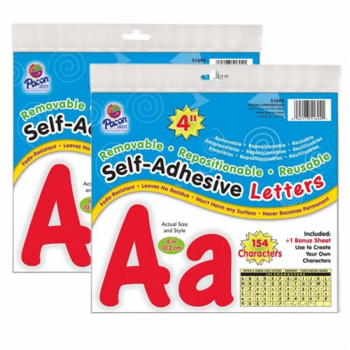 Self-Adhesive Letters, Red, Cheery Font, 4 , 154 Per Pack, 2 Packs Perspective: front