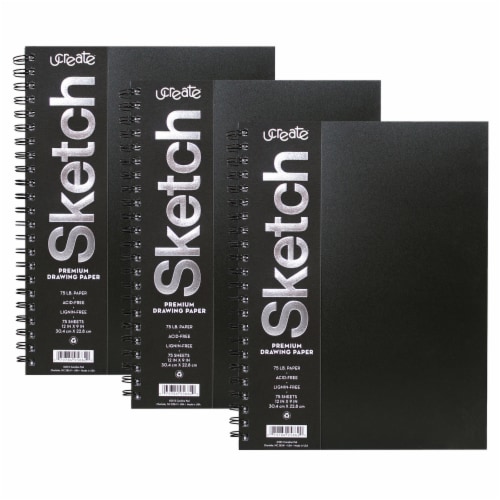 Dixon Ticonderoga PACCAR37088-3 Poly Cover Sketch Book Heavyweight, 12 x 9 in. - 75 Sheets - Perspective: front