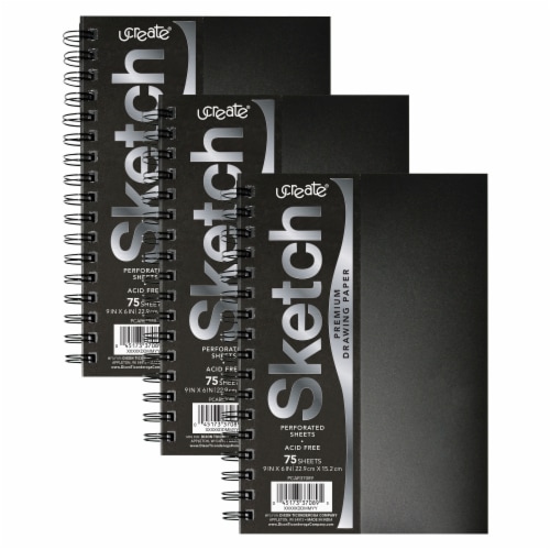 Dixon Ticonderoga PACCAR37089-3 Poly Cover Sketch Book Heavyweight, 9 x 6 in. - 75 Sheets - 3 Perspective: front
