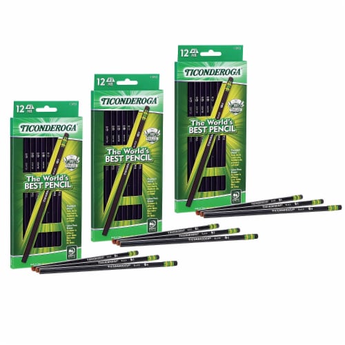 Ticonderoga Black Wood-Cased Pencils #2 HB Lead 12 Per Pack 3 Packs  (DIX13953-3), 1 - Kroger