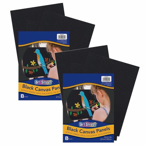 Art Street Canvas Panels Black 9  x 12  3 Per Pack 2 Packs (PACAC6053-2) Perspective: front