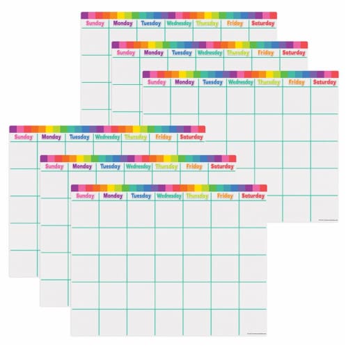 Colorful Calendar WriteOn/WipeOff Chart, Pack of 6, 1 Smith’s Food