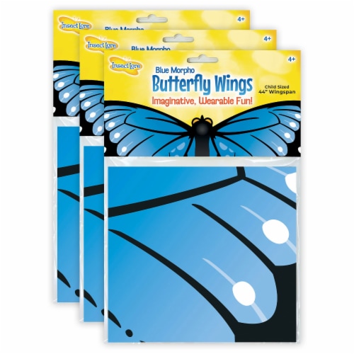Insect Lore Dress-Up Morpho Butterfly Wings, Blue, Pack of 3 Perspective: front