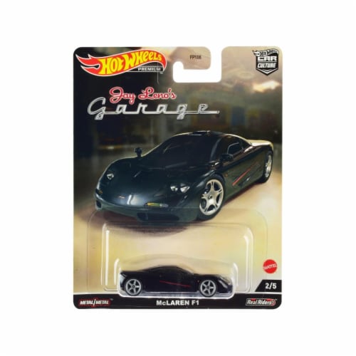 Hotwheels HCK08 McLaren F1 Black with Red Stripes Jay Lenos Garage Diecast Model Car Perspective: front
