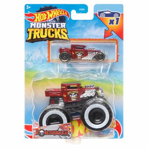 Hot Wheels Monster Trucks 1:64 Scale Boneshaker, Includes Hot