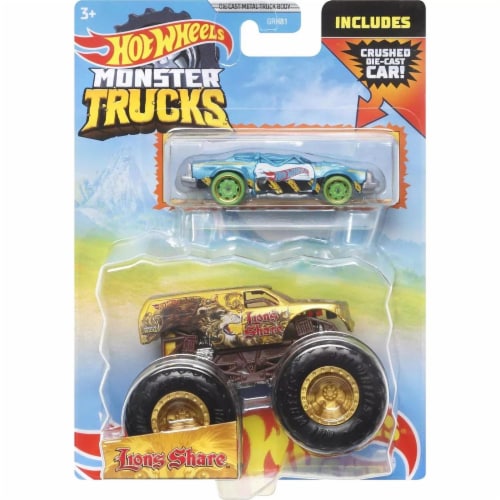 Hot Wheels Monster Trucks 1:64 Scale Lion's Share, Includes Hot