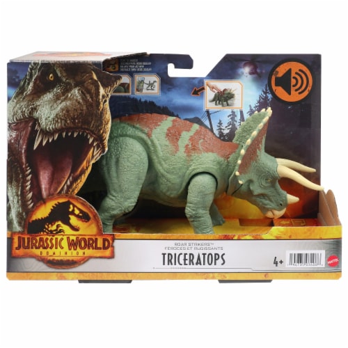 Mattel® Jurassic World Dominion Roar Strikers™ Triceratops Toy Figure Perspective: front