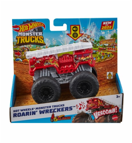 Hot Wheels Monster Trucks Roarin’ Wreckers, 1 1:43 Scale Truck with Lights  & Sounds