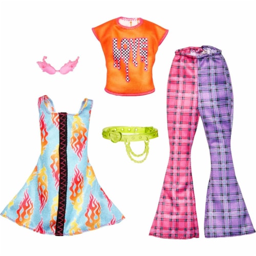 Barbie Fashions, Doll Clothing with 1 Top, 2 Dresses and