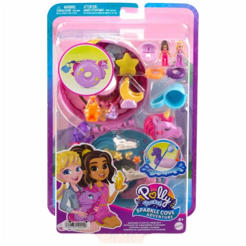 Mattel® Polly Pocket™ Sparkle Cove Adventure Unicorn Floatie Compact Perspective: front