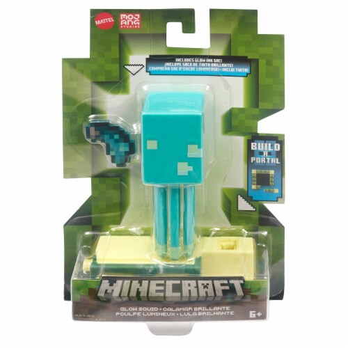 Mattel Minecraft Craft A Block Glow Squid Figure Set Perspective: front