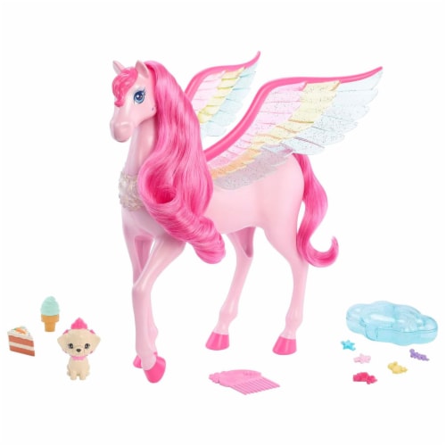 Barbie A Touch of Magic Pegasus Winged Horse and Puppy Toy and Accessories Pink 1 Piece Foods Co