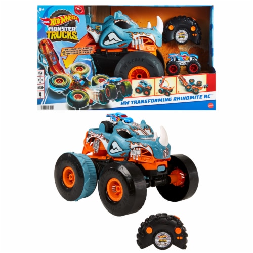 Mattel® Hot Wheels Monster Trucks™ Transforming Rhinomite RC Vehicle Perspective: front