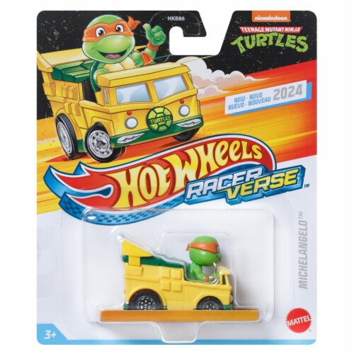 Mattel® Hot Wheels Racer Verse™ Teenage Mutant Ninja Turtles® Michelangelo™ Toy Vehicle Perspective: front
