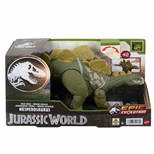 Mattel Jurassic World Wild Roar Hesperosaurus Dinosaur Figure Perspective: front