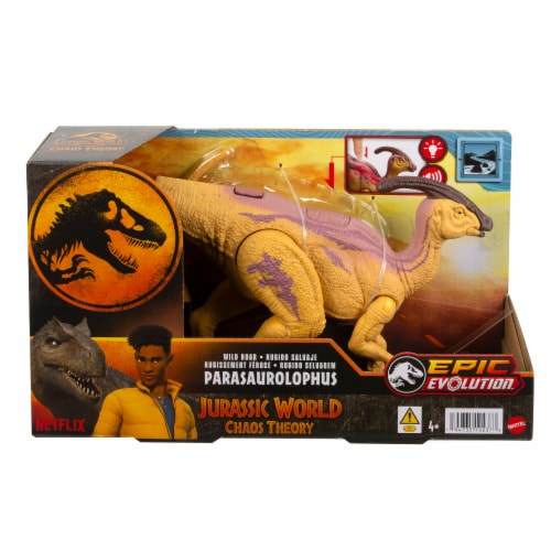 Mattel Jurassic World Wild Roar Parasaurolophus Dinosaur Figure Perspective: front