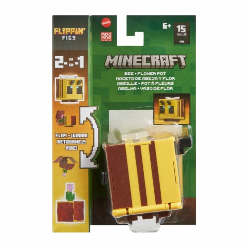 Mattel® Minecraft Flippin Figs™ Bee Flower Pot Action Figure Perspective: front