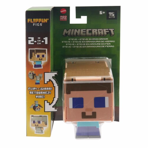 Minecraft Flippin Figs™ Steve in Iron Armor Action Figure Perspective: front