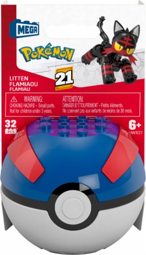 MEGA™ Pokemon™ Litten With Great Ball Building Set Perspective: front
