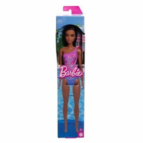 Mattel® Barbie® Brunette Purple And Blue Swimsuit Beach Doll Perspective: front
