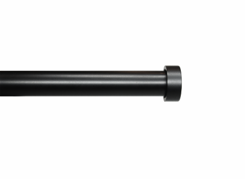 Linen Avenue End Cap Single Window Curtain Rod Set, 66 to 120-Inch, Matte Black Perspective: front