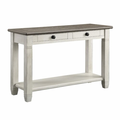 Lexicon Granby Wood 2 Drawer Console Table in Antique White Perspective: front