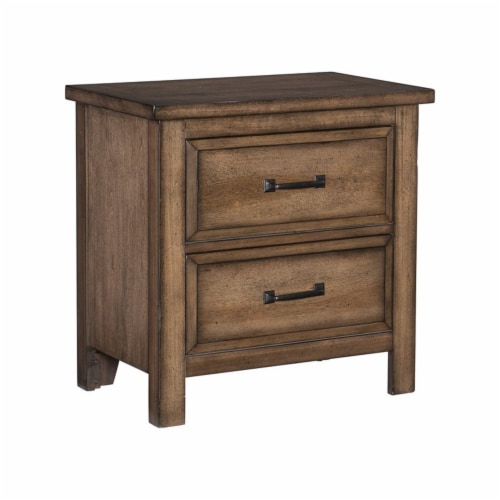 Lexicon Brevard 2 Drawer Wood Nightstand in Brown Perspective: front