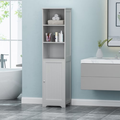 Lauren Modern Free Standing Bathroom Linen Tower Storage Cabinet