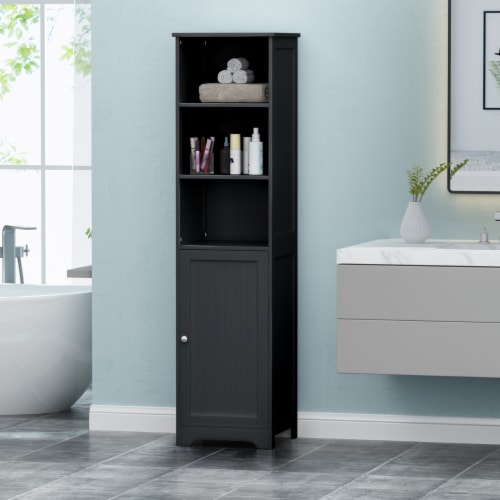 Lauren Modern Free Standing Bathroom Linen Tower Storage Cabinet