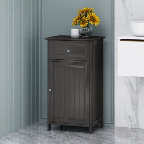 Chloe Modern Bathroom Storage Cabinet black Perspective: front