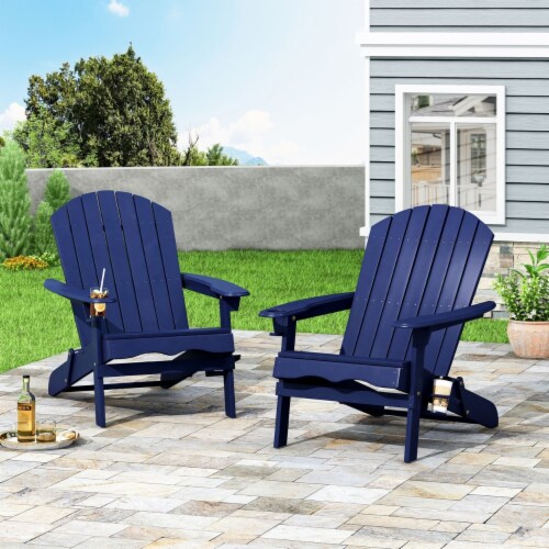 Kandyce Outdoor Acacia Wood Folding Adirondack Chairs Set of 2