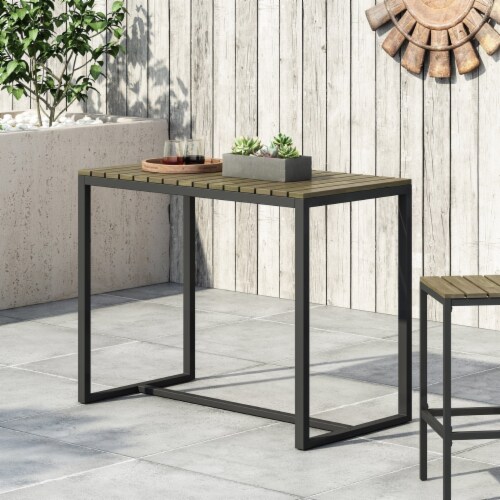 Arath Outdoor Modern Industrial Acacia Wood Bar Table black/gray, 1 unit Smith’s Food and Drug