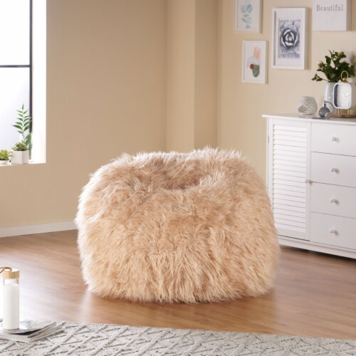 Dundas Modern Glam 3 Foot Faux Fur Bean Bag pastel pink 1 unit