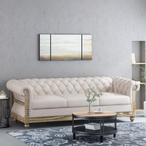 Bowes Chesterfield Tufted 3 Seater Sofa with Nailhead Trim beige