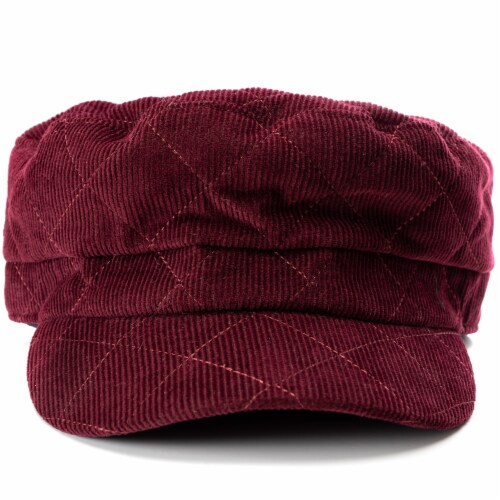 Collection 18 Quilted Corduroy Cabby Hat - Burgundy Perspective: front