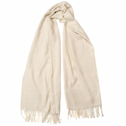 Collection 18 Solid Feather Soft Oblong Scarf - Cream Perspective: front