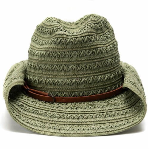 Collection 18 Open Weave Cowgirl Hat - Green Perspective: front