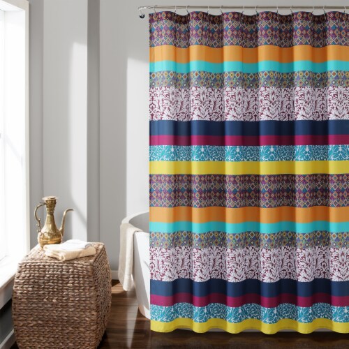 Boho Stripe Shower Curtain Plum Yellow Single 72x72 1 Ralphs