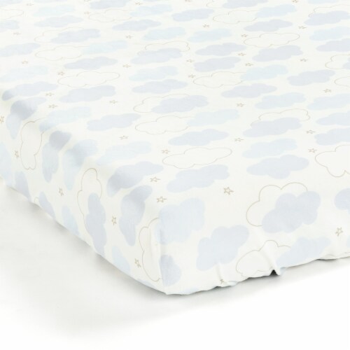 Goodnight Little Moon Clouds Soft Plush Fitted Crib Sheet Blue Multi Single 28X52X9 1 Mariano s