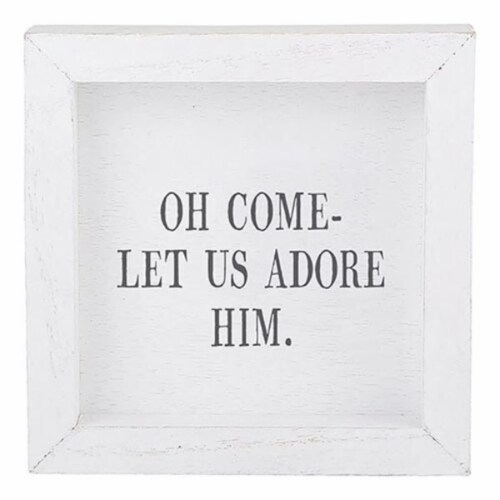 CB Gift 212406 6 in Square Let Us Adore Him Petite Word Board Perspective: front