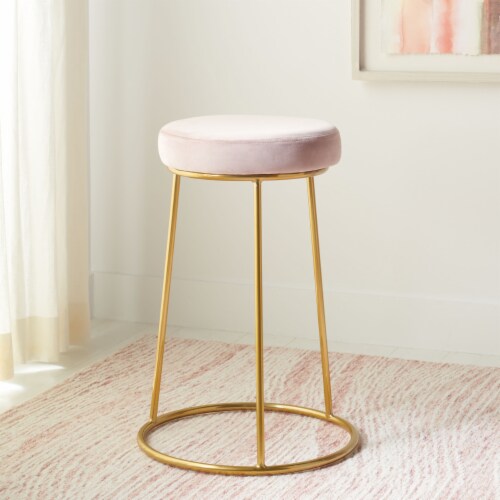 SAFAVIEH Kellie Round Counter Stool Dusty Blush Gold 1 unit