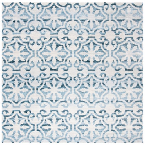 Martha Stewart Collection Isabella Square Rug - Navy/Ivory Perspective: front