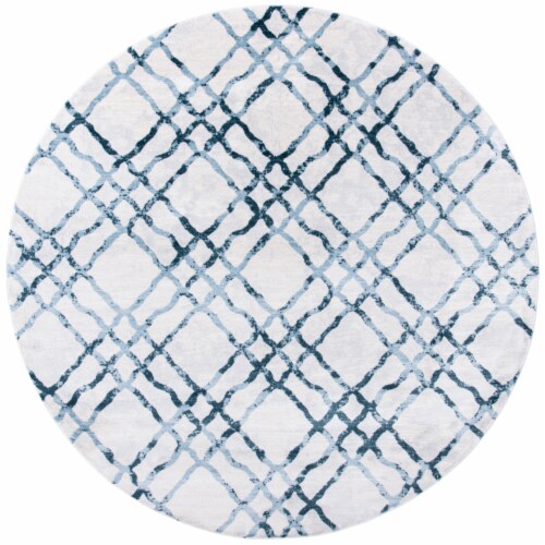Martha Stewart Isabella Round Rug - Ivory/Turquoise Perspective: front