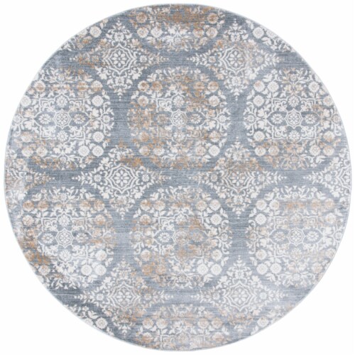 Martha Stewart Isabella Round Rug - Silver/Ivory Perspective: front