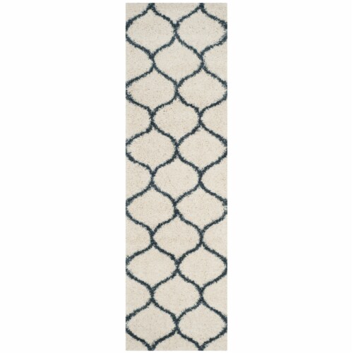 SAFAVIEH Hudson Shag SGH280T Ivory / Slate Blue Rug 2' 3  x 16' Perspective: front